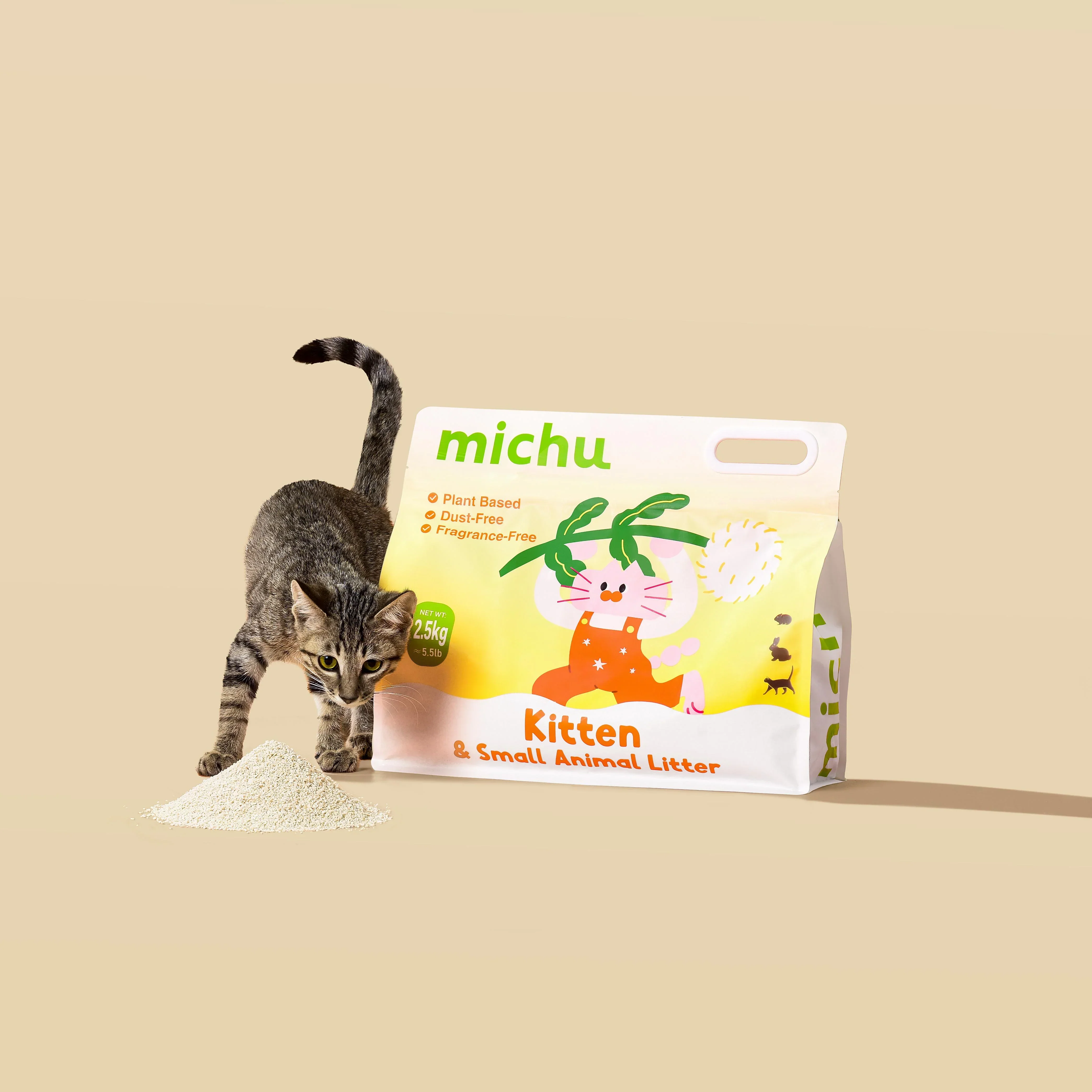 Michu Tofu Cat Litter for Kittens and Small Animals, Natural Crushed Formula, Plant-Based & Safe if Ingested 2.5kg/6L - Image 6
