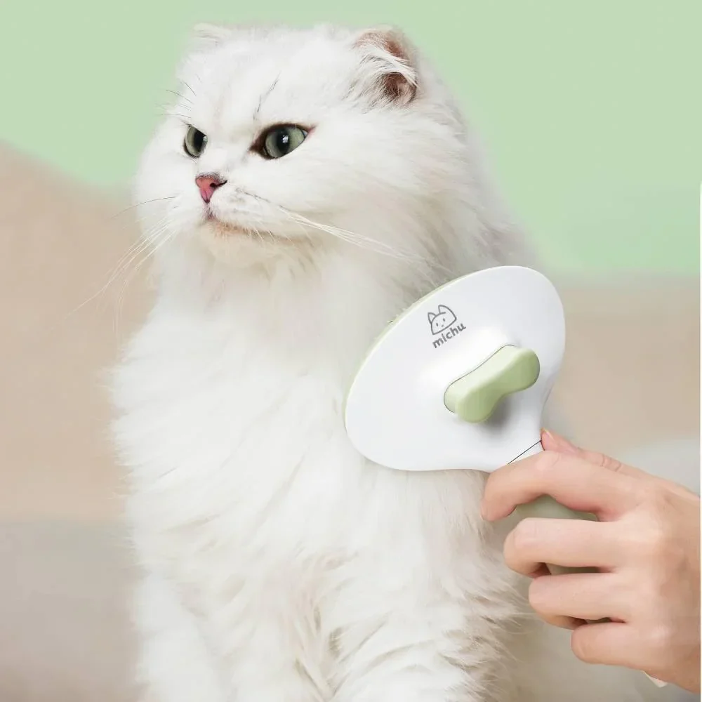 Michu Cream Round-Head Grooming Dog/Cat Brush - Perfect for Gentle Coat Care - Image 6